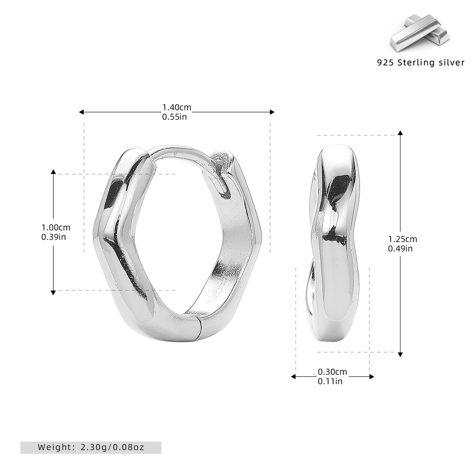 Damen Creolenohrringe mit modernem, geschwungenem Design aus hochwertigem 925 Sterling Silber Shop Nory