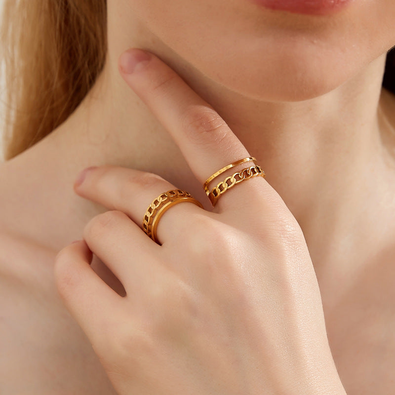 Damen Metallring mit eleganten Kettenelementen Shop Nory