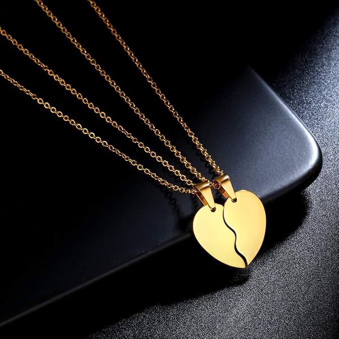 Damen Partner-Halskette mit geteiltem Herzanhänger Shop Nory
