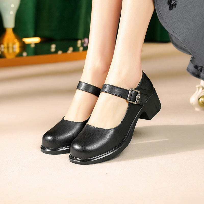 Damen Mary Jane Ballerinas mit elegantem Riemchen und komfortablem Blockabsatz