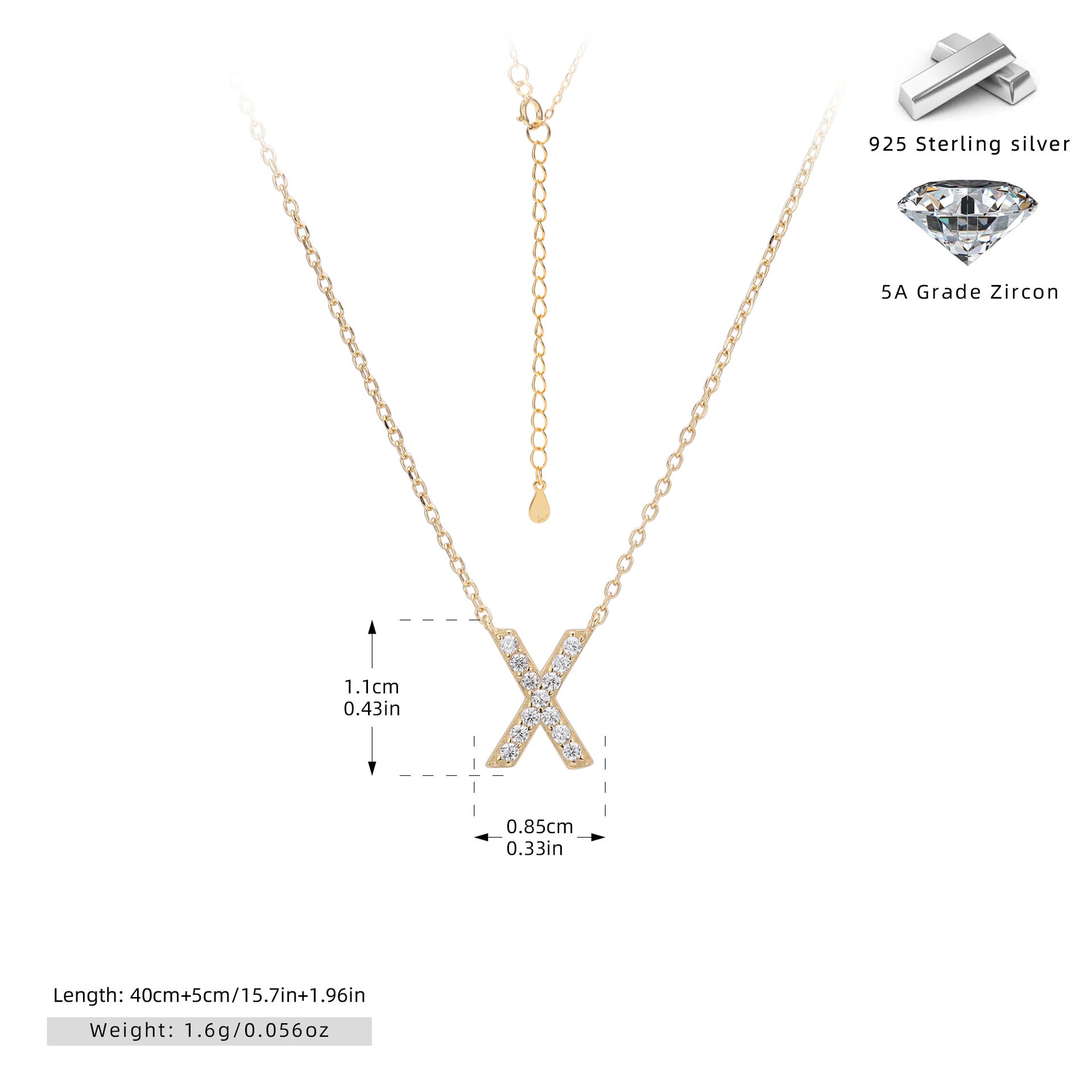 Damen Halskette mit Z-Anhänger und funkelnden Zirkonia Shop Nory