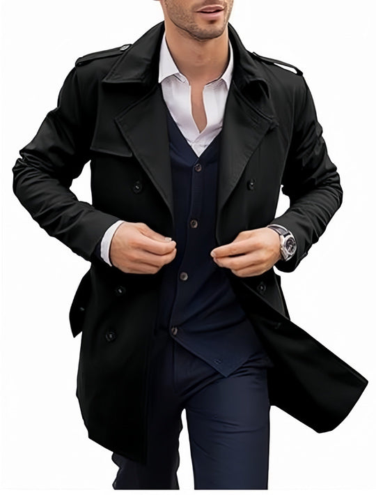 Herren Eleganter Trenchcoat mit klassischem Schnitt und praktischen Taschen