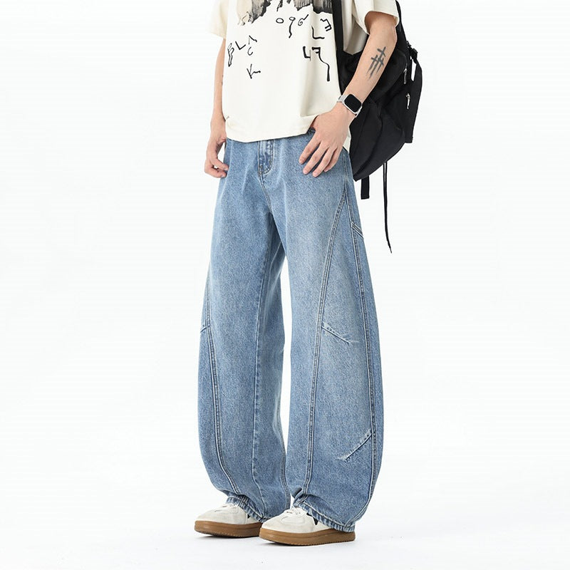 Herren Extraweite Baggy-Jeans mit tiefem Schritt und markanten Kontrastnähten Shop Nory