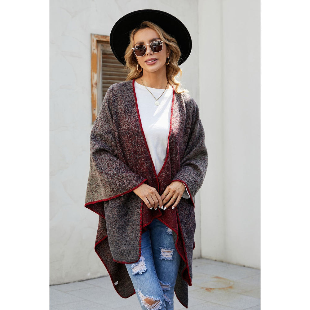Damen Reversible Strickruana im Mélange‑Wollmix mit kontrastierter Kettelkante Shop Nory