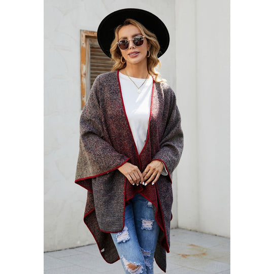 Damen Reversible Strickruana im Mélange‑Wollmix mit kontrastierter Kettelkante Shop Nory