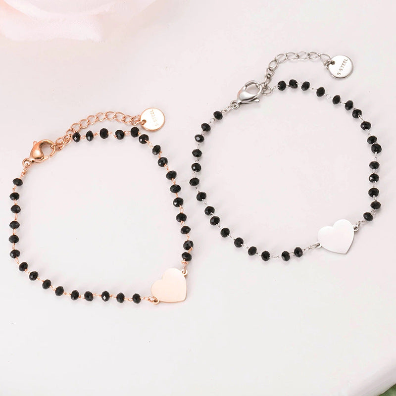 Damen zartes Armband mit Herzen und funkelnden Perlen Shop Nory