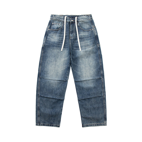 Damen Weite Cropped-Jeans mit hohem Bund, gesteppten Knie-Panels und Kordelzugbund Shop Nory