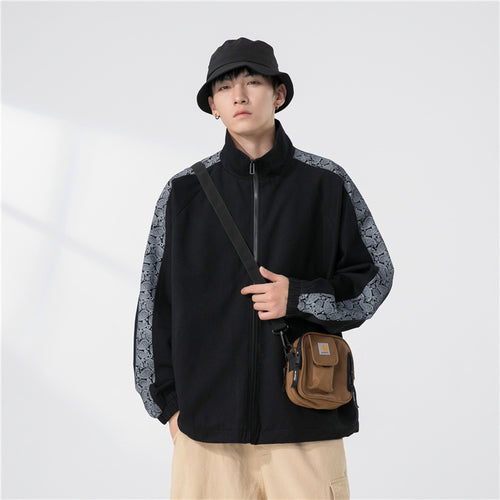 Herren Oversize Übergangsjacke mit Raglanärmeln, Stehkragen und elastischen Bündchen Shop Nory