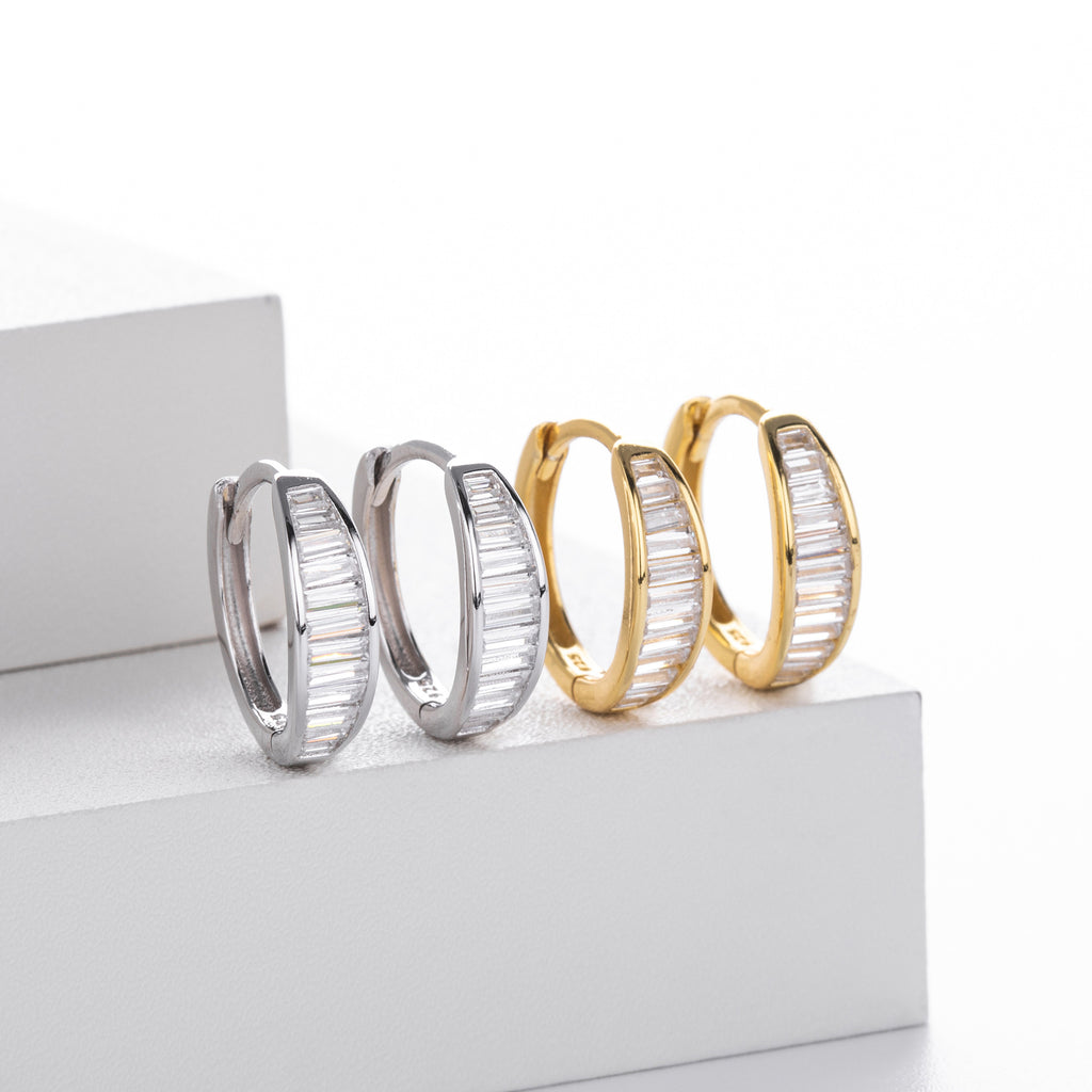 Damen Creolen mit funkelnden Zirkonsteinen aus hochwertigem 925 Sterling Silber Shop Nory