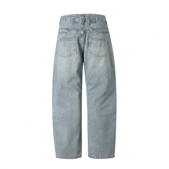 Herren Lässige Straight-Jeans mit hohem Bund, geradem Bein und stonewashed Finish Shop Nory