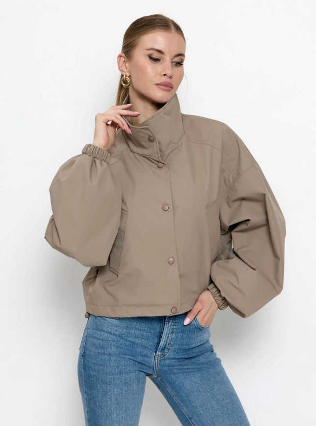 Damen Modische Kurzjacke mit hohem Kragen