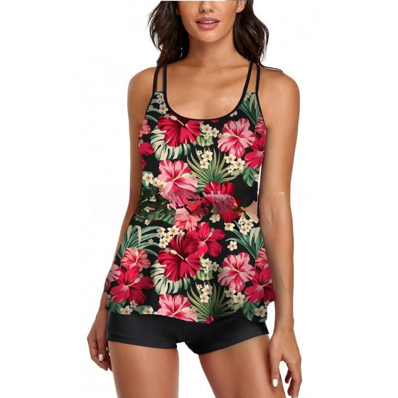 Damen Sportliches Tankini-Set mit bequemem Shorts und verstellbaren Trägern Shopnory