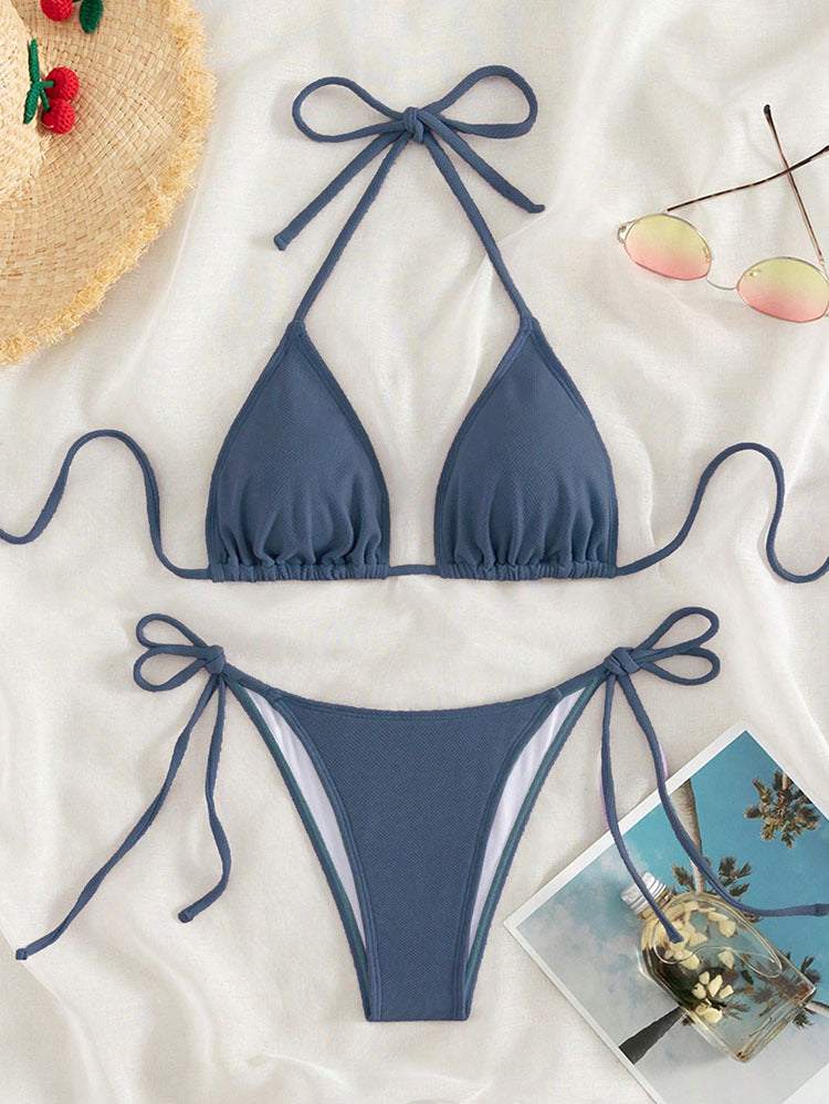 Damen Triangel-Bikini mit verstellbaren Trägern und SeitenbindShopnoryändern