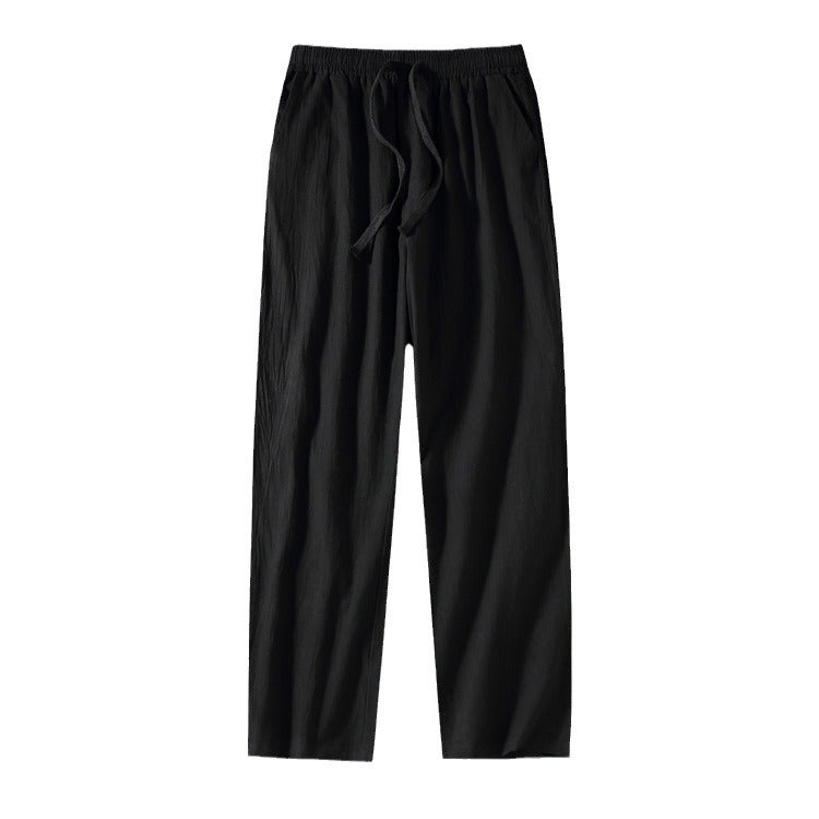 Herren Leinenhose mit elastischem Bund und Tunnelzug geradem Bein Shop Nory