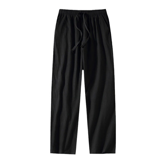 Herren Leinenhose mit elastischem Bund und Tunnelzug geradem Bein Shop Nory