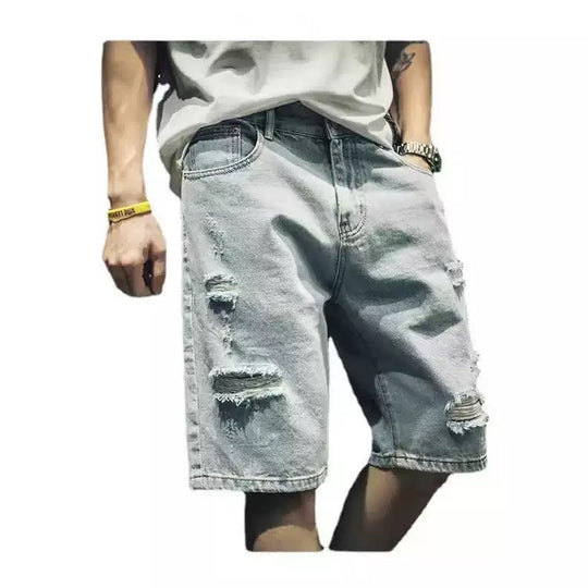 Herren lässige Destroyed Denim-Shorts mit modernen Details und bequemer Passform