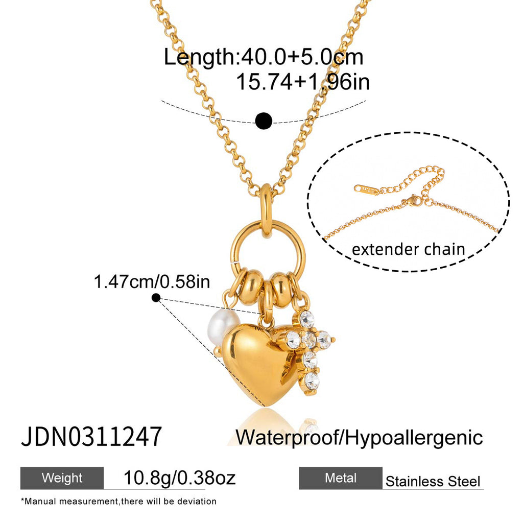Damen Halskette mit herzförmigem Anhänger und glänzenden Kristallakzenten Shop Nory