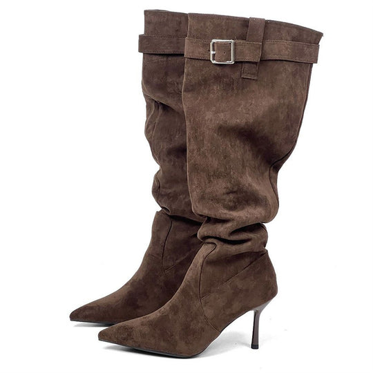 Damen Slouch-Stiefel mit spitz zulaufender Zehenpartie und schmalem Stiletto-Absatz Shop Nory