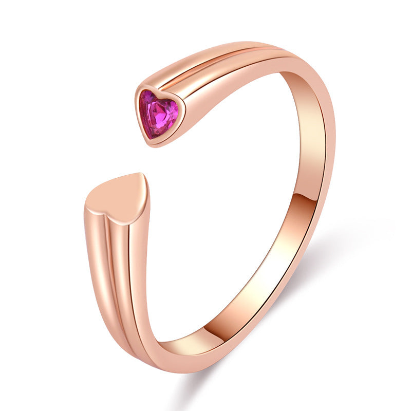 Damen Offener Ring mit Herzmotiv und funkelndem Zirkonia Shop Nory
