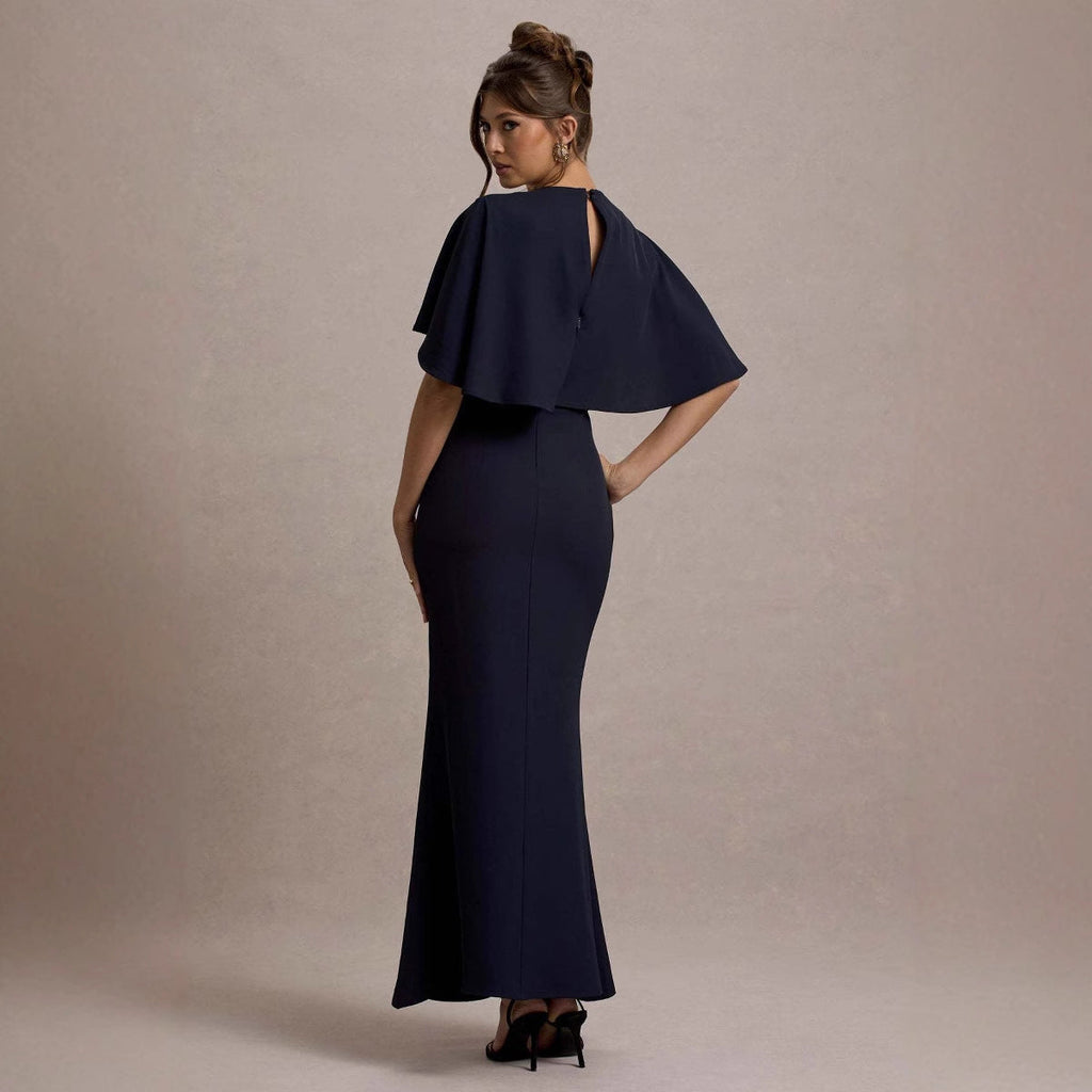 Damen Elegantes Abendkleid mit voluminösen Ärmeln und raffiniertem Wickeldetail