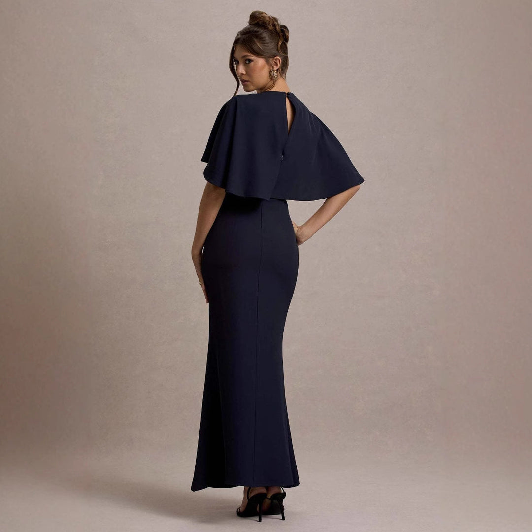 Damen Elegantes Abendkleid mit voluminösen Ärmeln und raffiniertem Wickeldetail