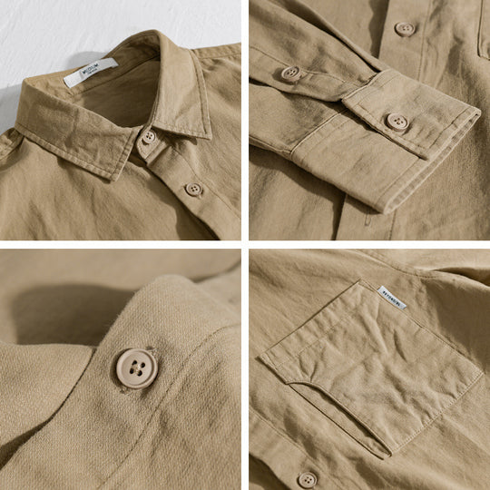 Herren Casual-Hemdjacke aus leichtem Baumwoll-Twill mit aufgesetzter Brusttasche und entspannter Passform Shop Nory