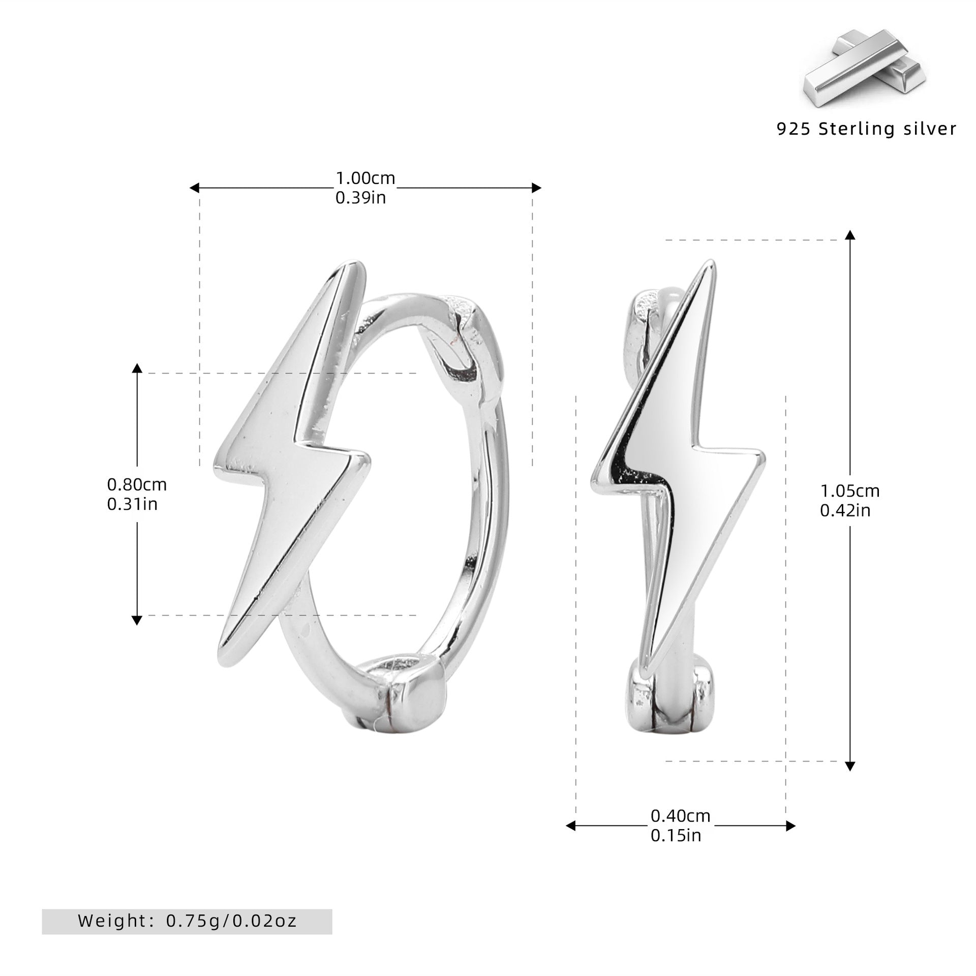 Damen Ohrhänger im modernen Blitzdesign aus hochwertigem 925 Sterling Silber Shop Nory