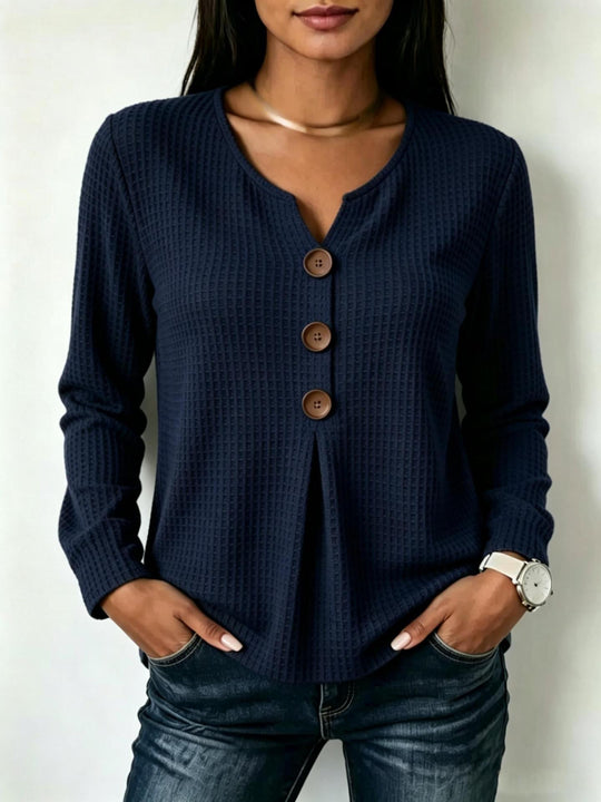 Damen Modisches Langarmshirt mit Knopfdetails Shop Nory