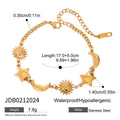 Damen Armband mit liebevollen Sonnen-, Mond- und Sternanhängern aus hypoallergenem Edelstahl Shop Nory