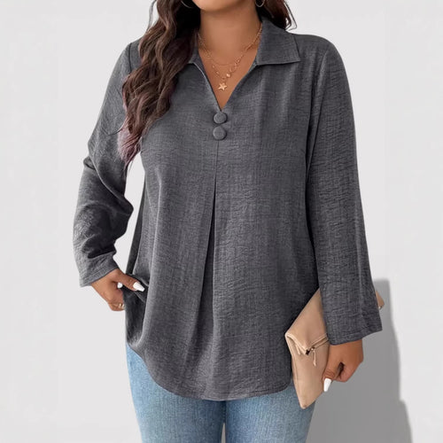 Damen Eleganter Langarmshirt mit Knopfdetails