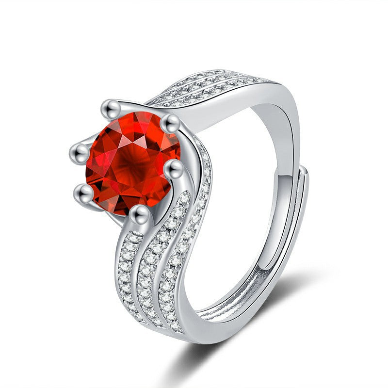 Damen Eleganter Ring mit kunstvollem Zirkonia und strahlendem Hauptstein Shop Nory