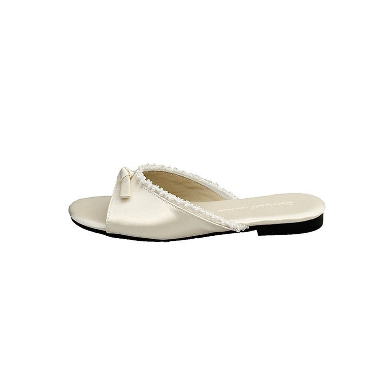 Damen elegante Sandalen mit zarter Schleifenverzierung