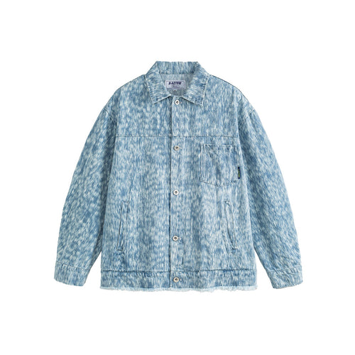 Unisex Oversized Denim‑Blousonjacke mit ausgefranster Saum und Strukturmuster Shop Nory