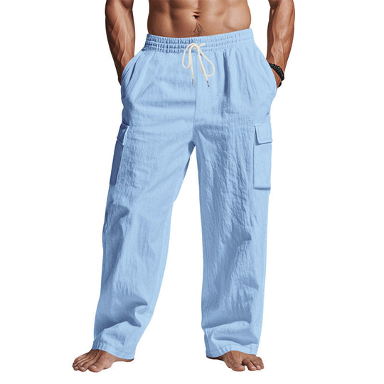 Herren nan lockere Cargo-Freizeithose mit elastischem Tunnelzugbund und mehreren Taschen Shop Nory