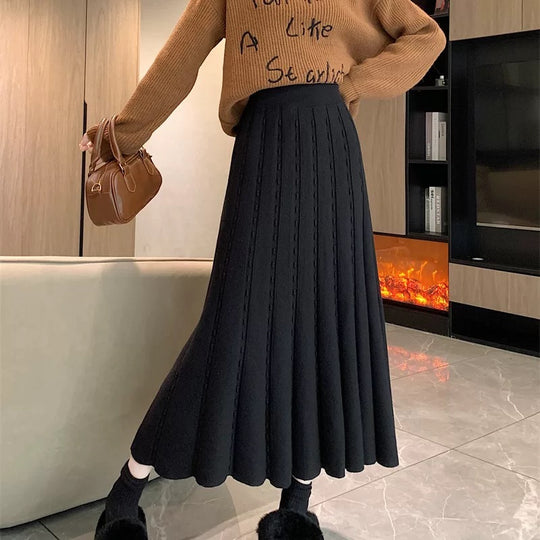 Damen Eleganter Plisseerock mit gehäkeltem Muster Shop Nory
