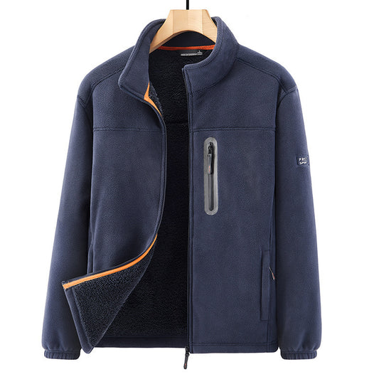Herren Microfleece-Outdoorjacke mit wasserdichter Brusttasche, Stehkragen und Teddyfleece-Innenfutter Shop Nory