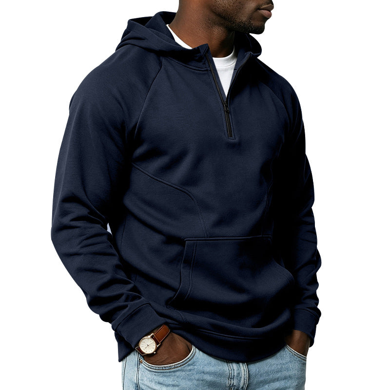 Herren Kapuzenpullover mit Kurzreißverschluss, Kängurutasche und Raglanärmeln Shop Nory