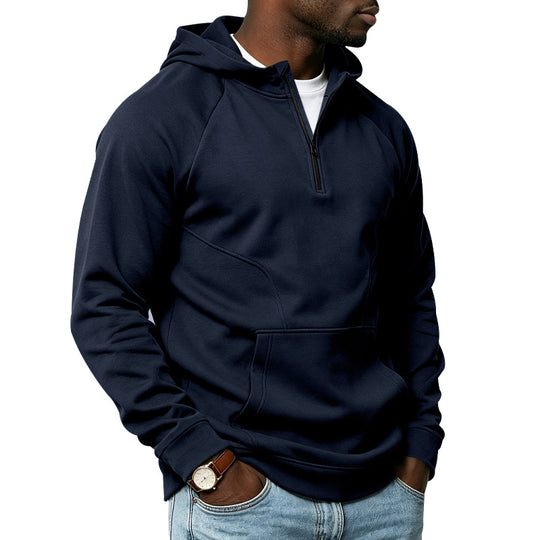 Herren Kapuzenpullover mit Kurzreißverschluss, Kängurutasche und Raglanärmeln Shop Nory