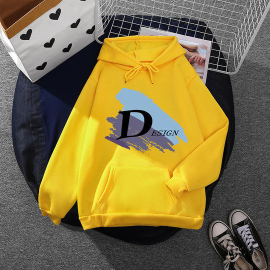 Unisex nan lässiger Kapuzenpullover mit großflächigem Pinsel-Logo, Kängurutasche und verstellbarer Kapuze Shop Nory