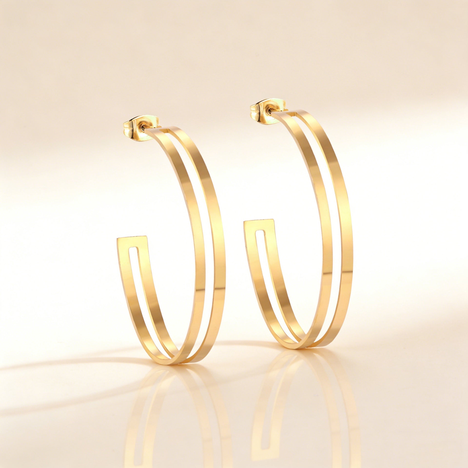 Damen elegante Creolen aus hochwertigem Edelstahl mit goldplattierter Oberfläche Shop Nory