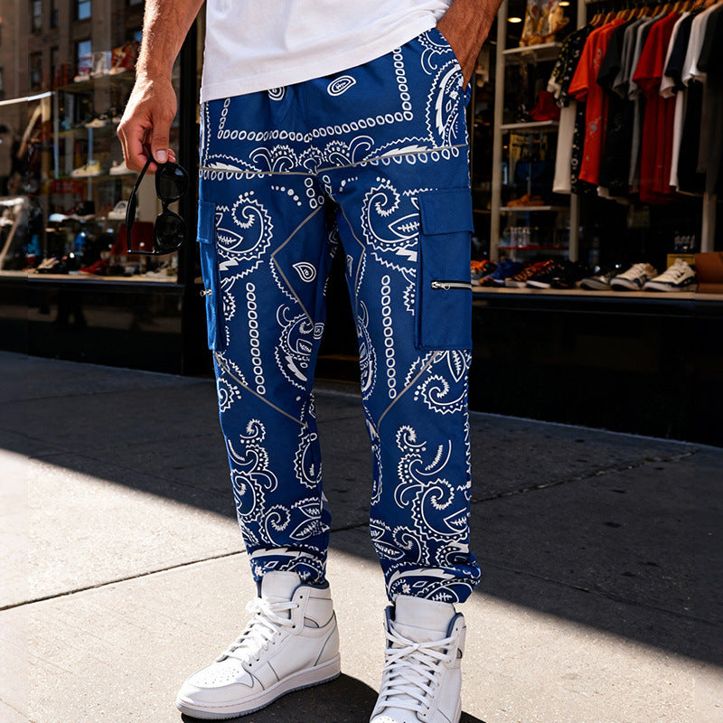 Herren Cargo-Jogginghose im Bandana-Print mit Cargo-Taschen & elastischem Bund Shop Nory