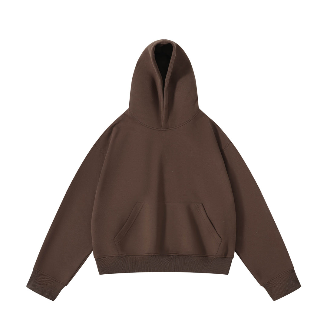 Unisex schwerer Oversize-Kapuzenpullover mit doppellagiger Kapuze Kängurutasche und breitem Rippbund Shop Nory