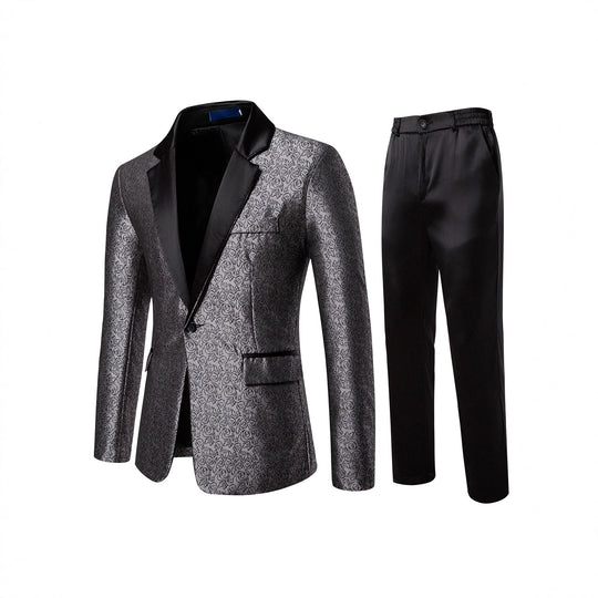 Herren Zweiteiliges Smoking-Set mit gemustertem Sakko und Satinrevers Shop Nory