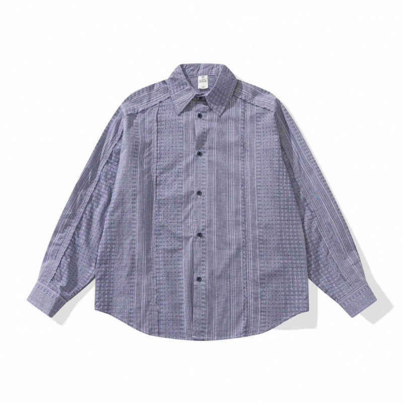 Unisex Oversize-Langarmhemd aus leichter Strukturbaumwolle mit Kentkragen und feiner Streifenbordüre Shop Nory