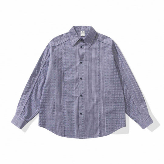 Unisex Oversize-Langarmhemd aus leichter Strukturbaumwolle mit Kentkragen und feiner Streifenbordüre Shop Nory