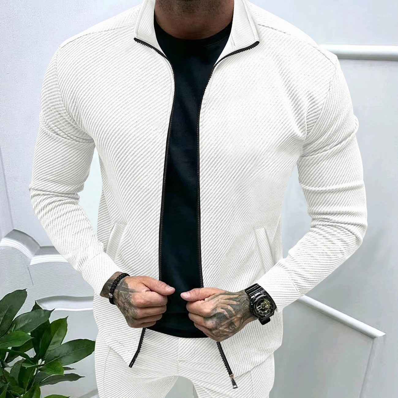 Herren sportliche Jacke mit strukturiertem Design