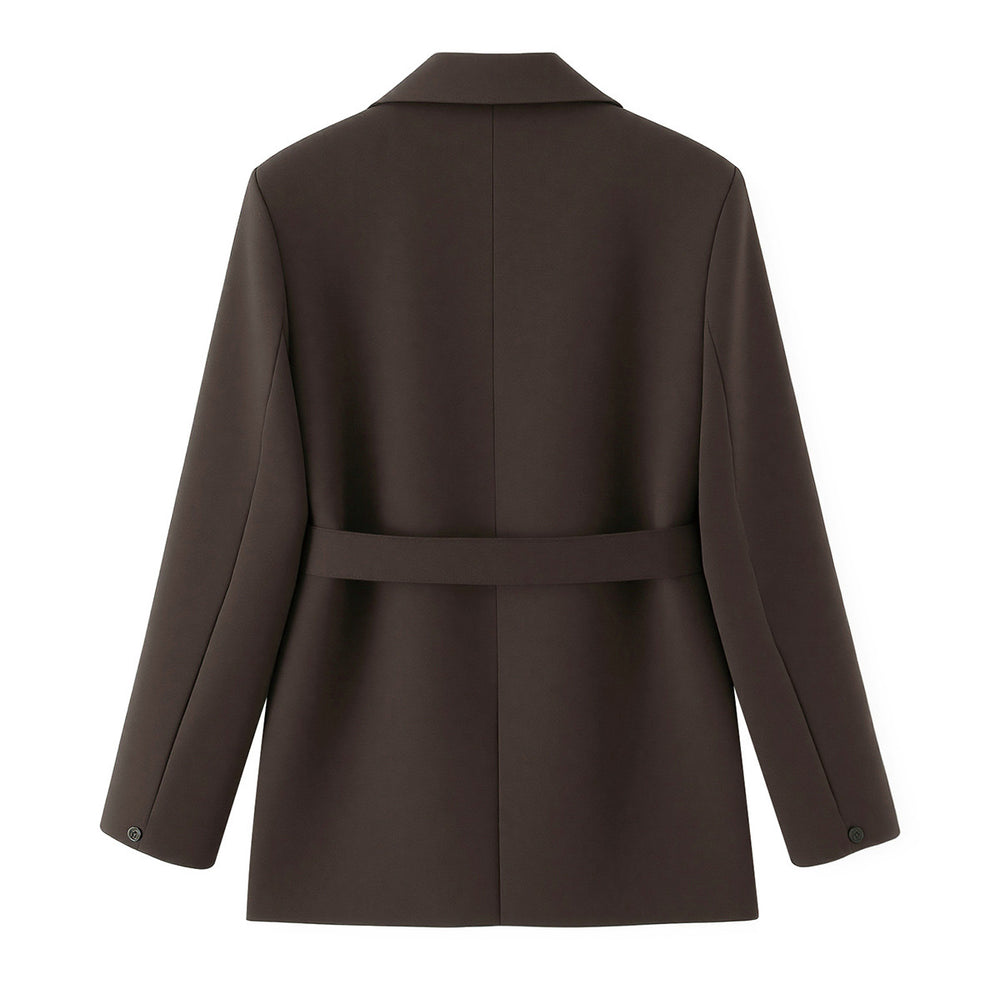 Damen Zweiteiliges Blazer-Set mit Wickelgürtel und weiter Bundfaltenhose Shop Nory
