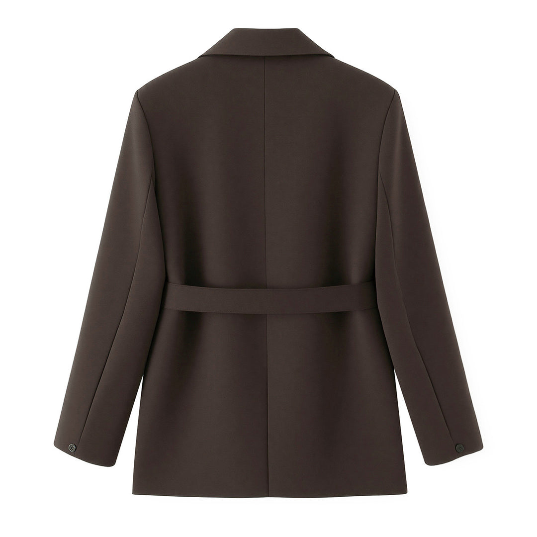 Damen Zweiteiliges Blazer-Set mit Wickelgürtel und weiter Bundfaltenhose Shop Nory