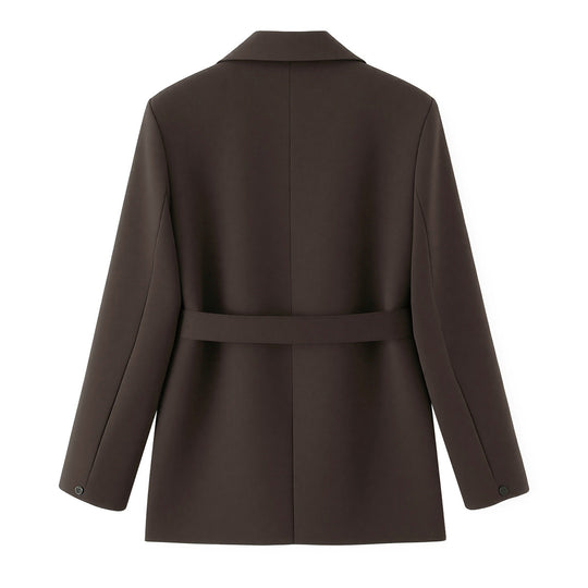 Damen Zweiteiliges Blazer-Set mit Wickelgürtel und weiter Bundfaltenhose Shop Nory