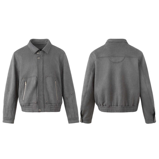 Herren Kurzblouson aus Velours mit Utility‑Taschen, Zippern und hohem Stehkragen Shop Nory